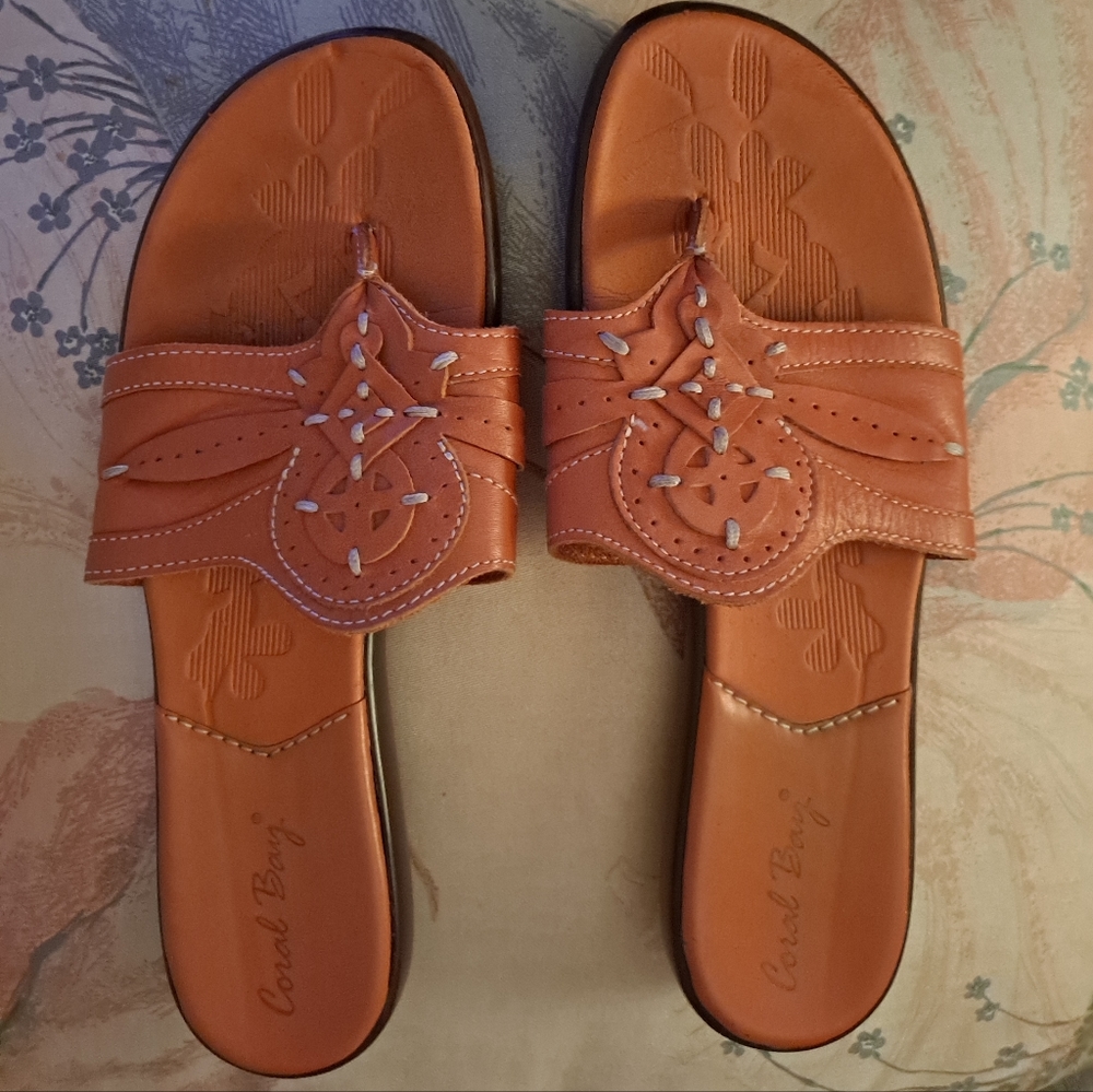 Coral Bay orange leather sandals